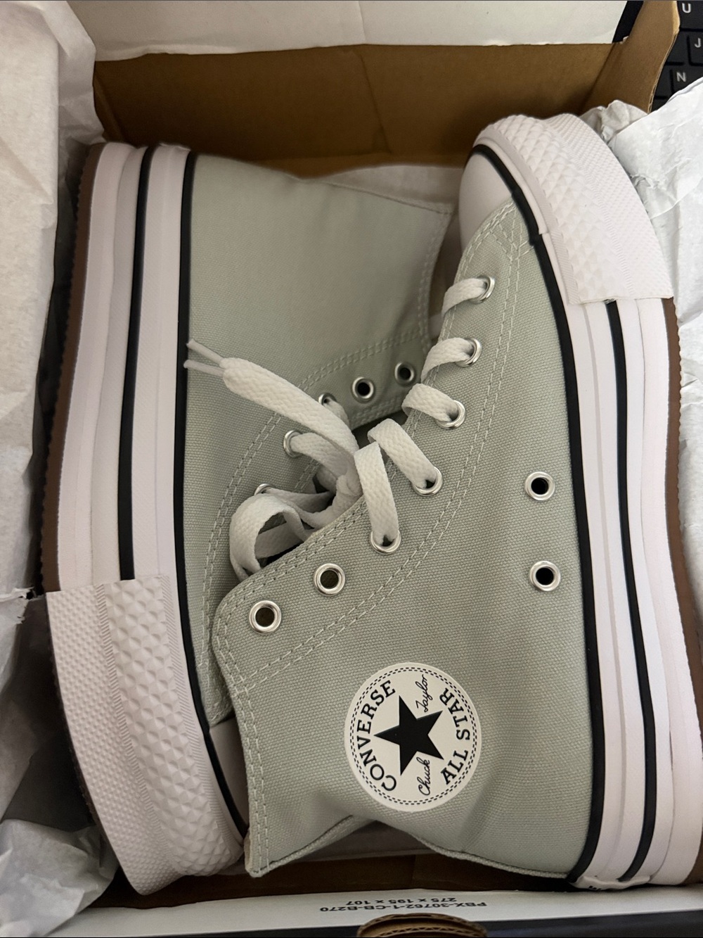 Converse Kids High Top Sneakers in Light Sage and White